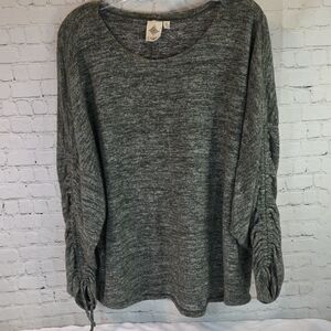 Alchemation Alkamy Gray Ruched Sleeve Oversized Knit Sweater XL